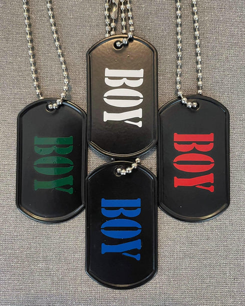 Vinyl Print Metal Tag - "BOY"